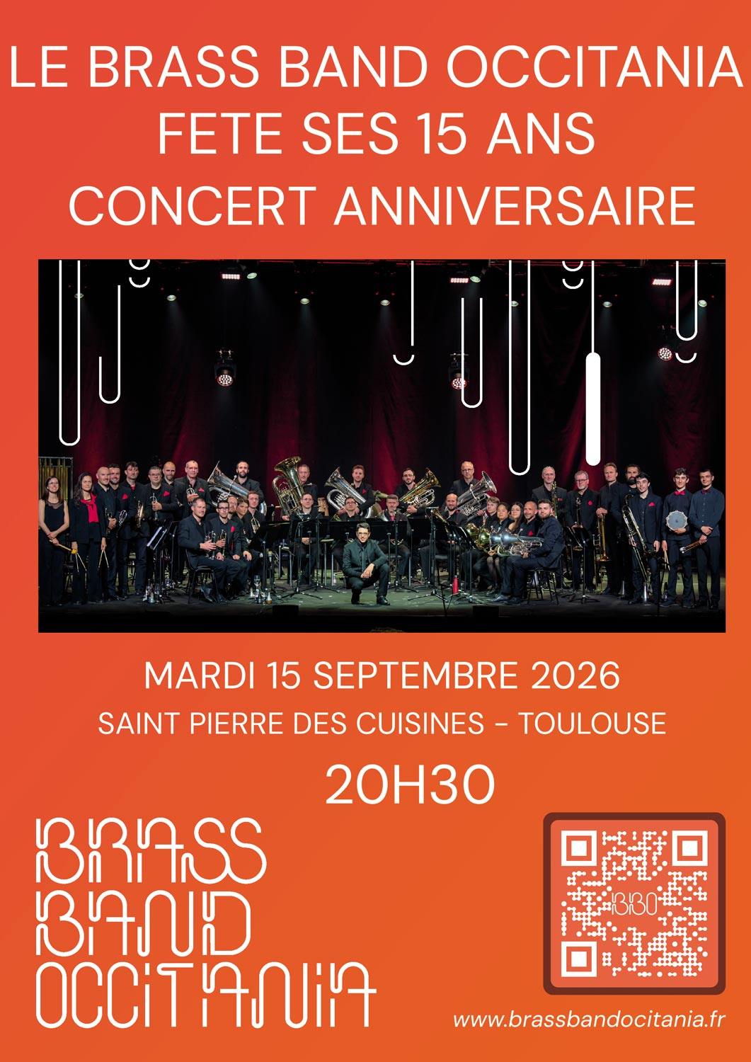 L'affiche officielle du concert des 15 ans du Brass Band Occitania.